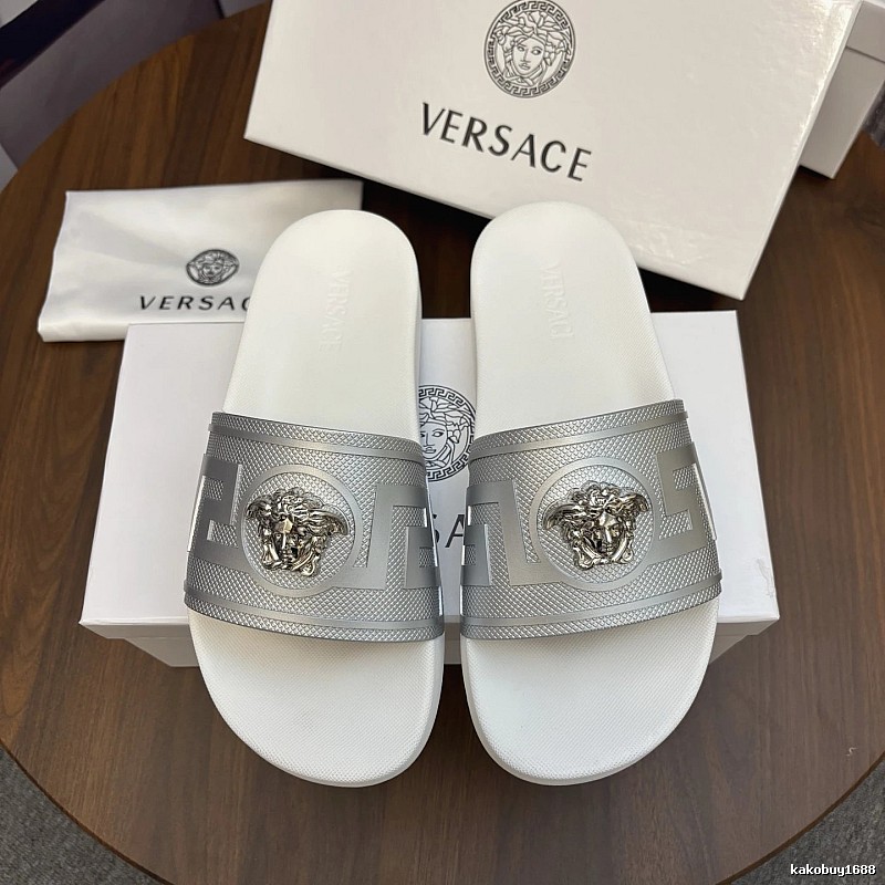 Versace Medusa Luxury Style Silver-white Slide Sandals
