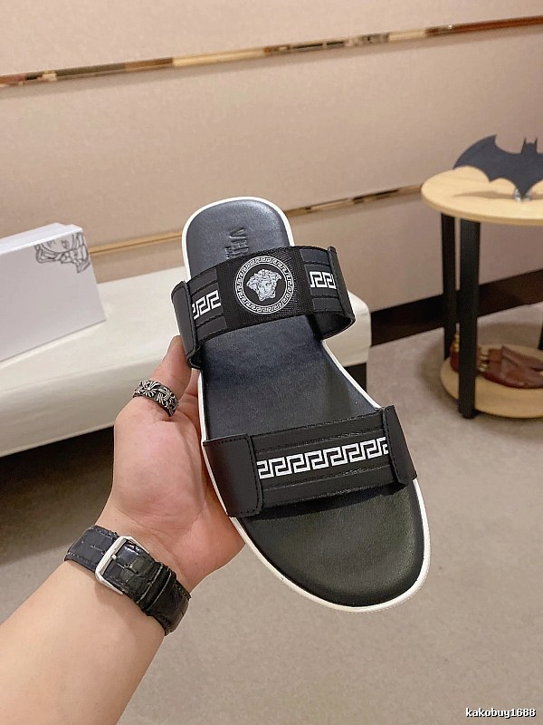 Versace Medusa Trendy Style Black and White Slide Sandals