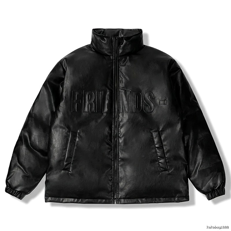 Vlone black trendy and cool style cotton-padded jacket