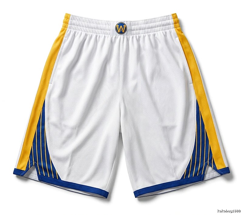 Warriors' Curry's white, yellow and blue shorts