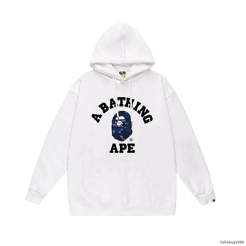 White hoodie with Bape Ape Head print