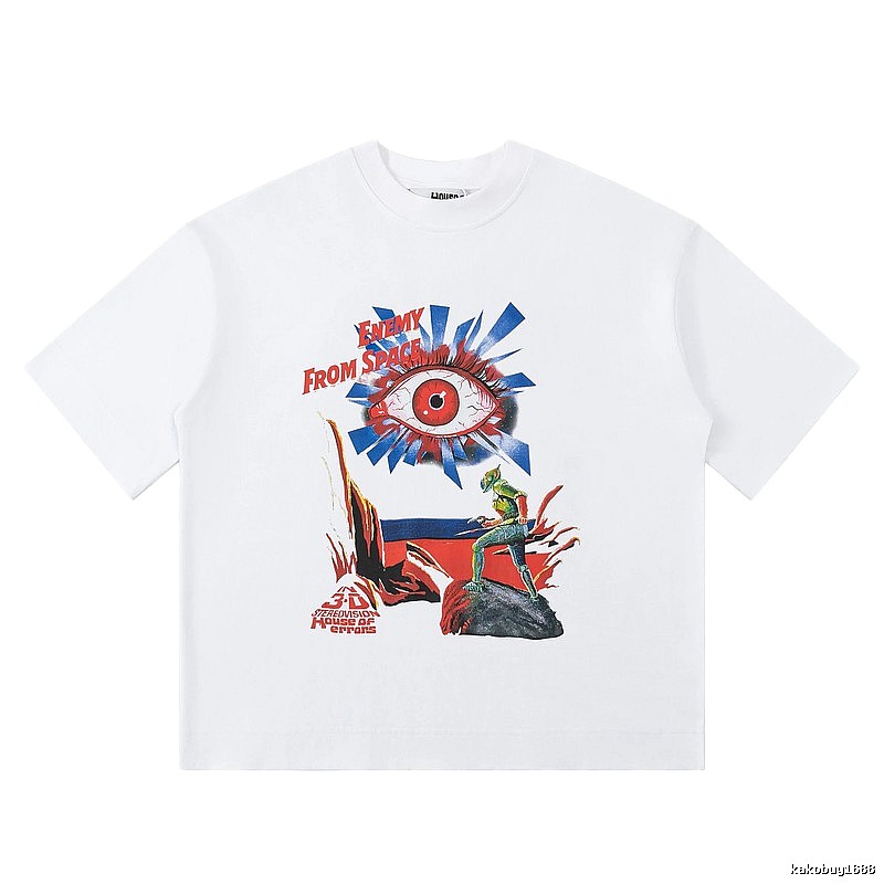 White T-shirt with House of Errors print in sci-fi style