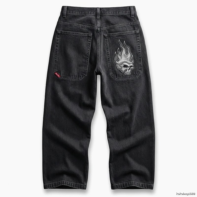 Y2K Fear of God Flame Black Denim Shorts